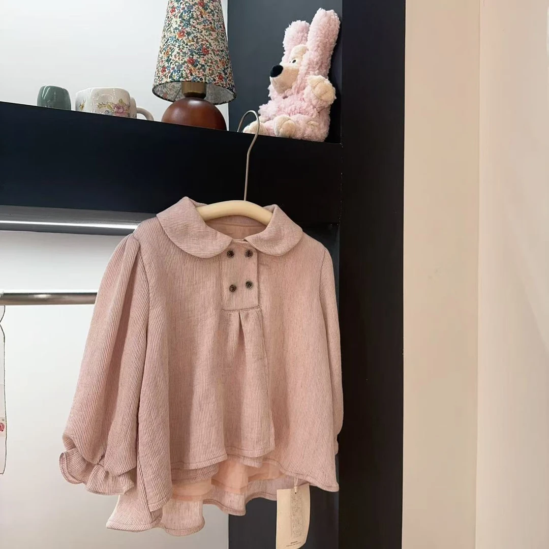 女童百搭秋款秋季 英伦时尚针织衬衫韩系纯色女童装