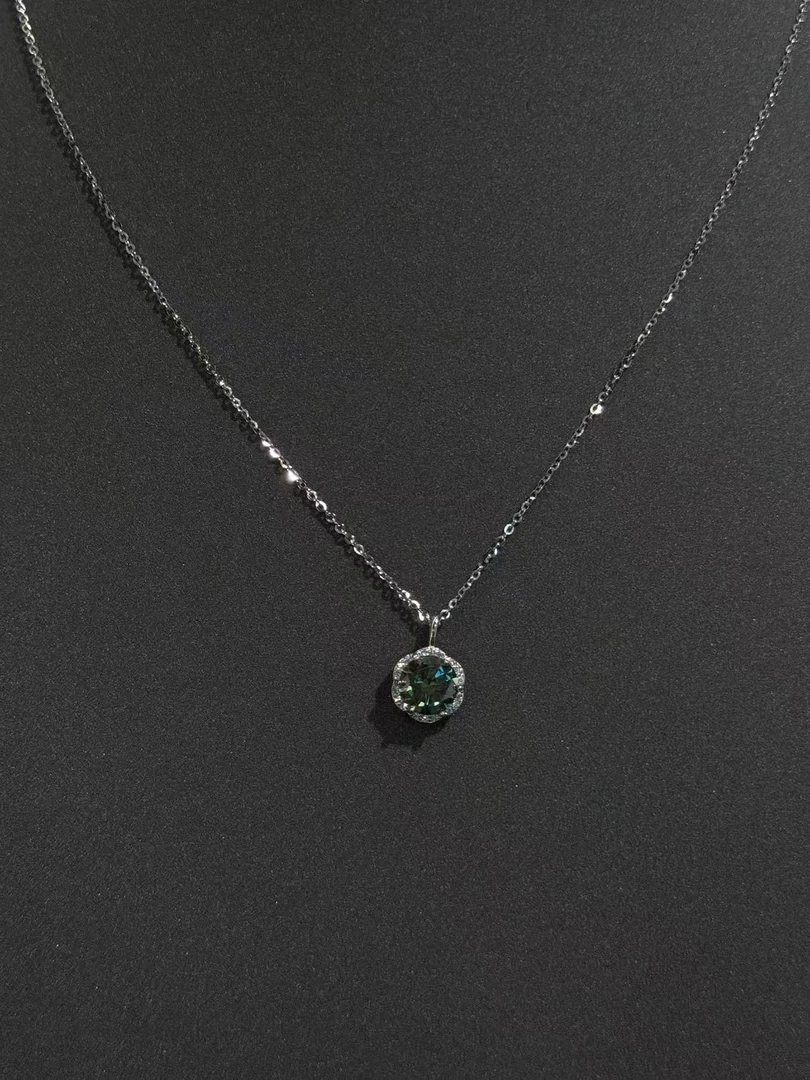 坠链均925银莫桑石 XL-03纯银轻奢小众设计感绿色六爪莫桑锁骨链