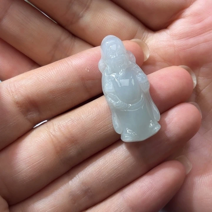 翡翠未镶嵌颈饰天然缅甸翡翠A货财神