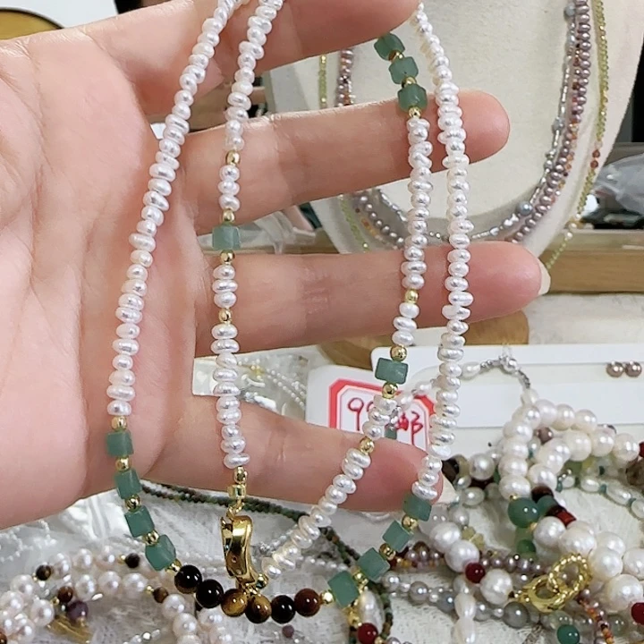 颈饰未镶嵌淡水珍珠长款款式链有纹