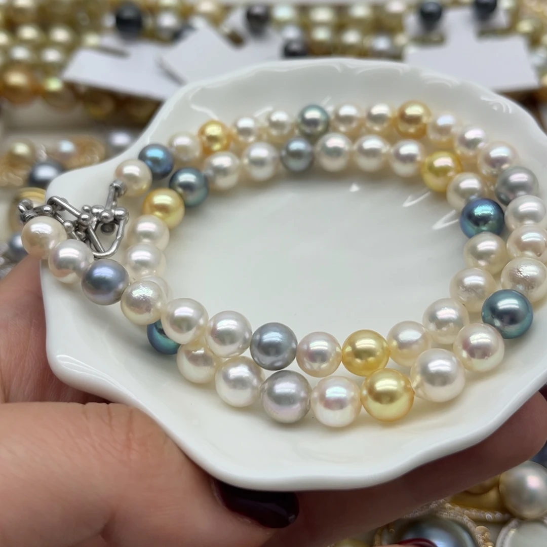 项链银S925镶嵌海水珍珠