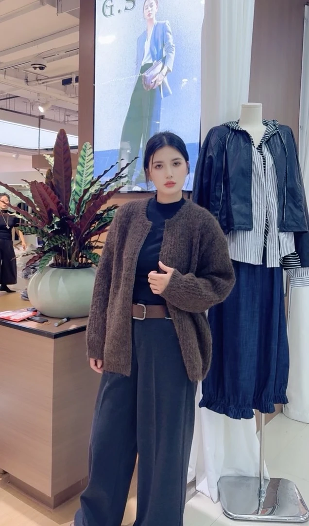 【凡凡】慵懒风韩版软糯针织开衫秋冬大板加厚洋气毛衣女