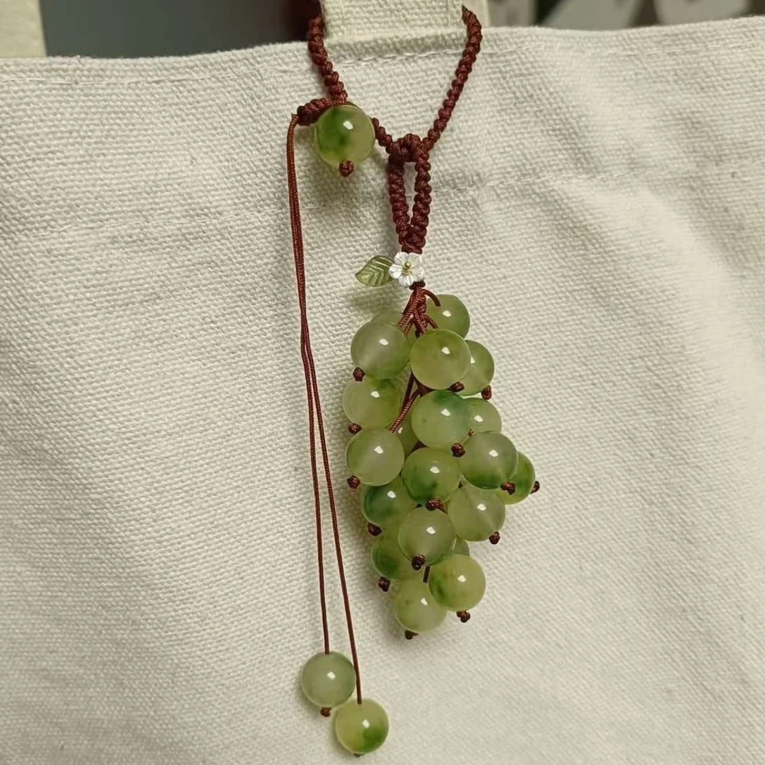翡绿葡萄挂件diy森系清新葡萄编织包包挂件车钥匙扣手机挂件小众