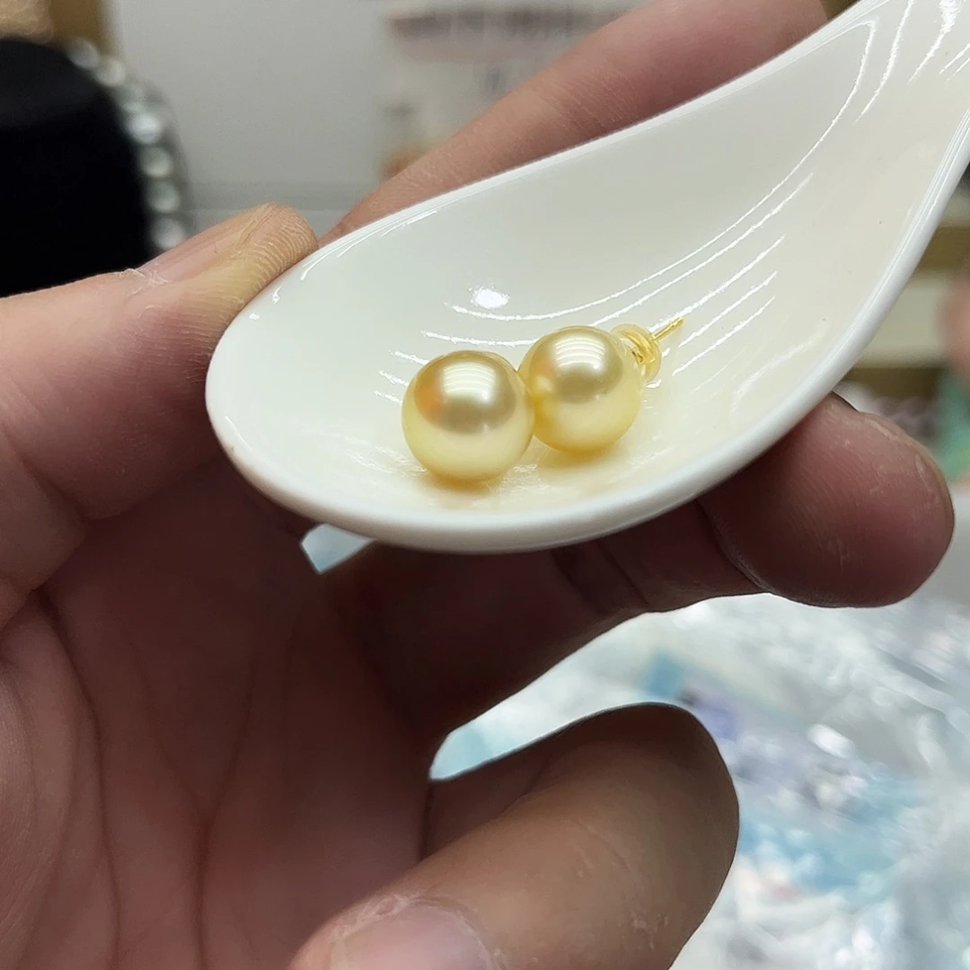 海水珍珠银S925镶嵌耳饰