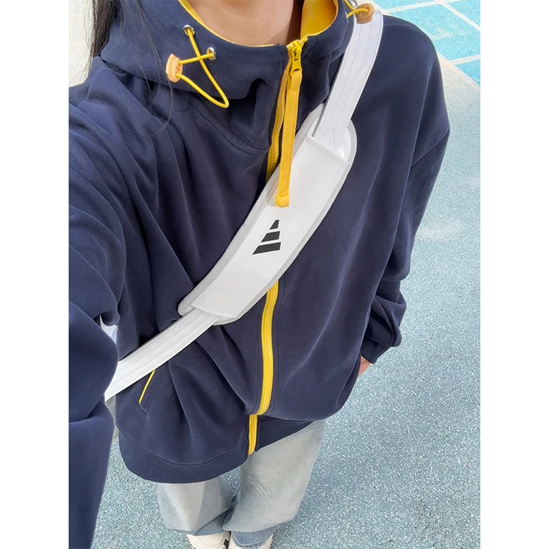 美式休闲撞色立领拉链开衫卫衣男女设计感开衫外套高级感情侣上衣