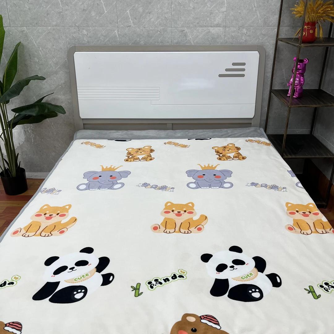 羽蓝家纺推荐【熊猫狗被子】1.5*2.0双面加绒加厚可机洗被子