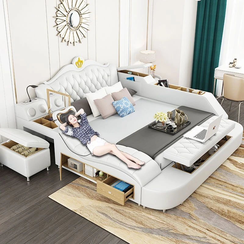 澳茗菲榻榻米床主卧真皮床欧式双人床大床智能多功能按摩储物婚床