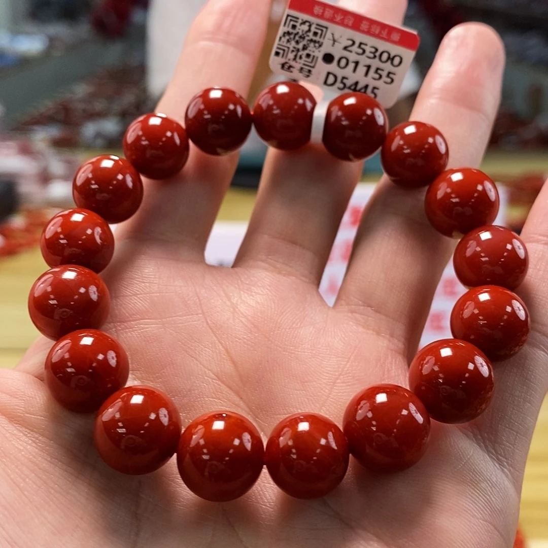 诚信经营支持年退换 保山南红（锦红典藏）圆珠单圈12mm+多样性发一