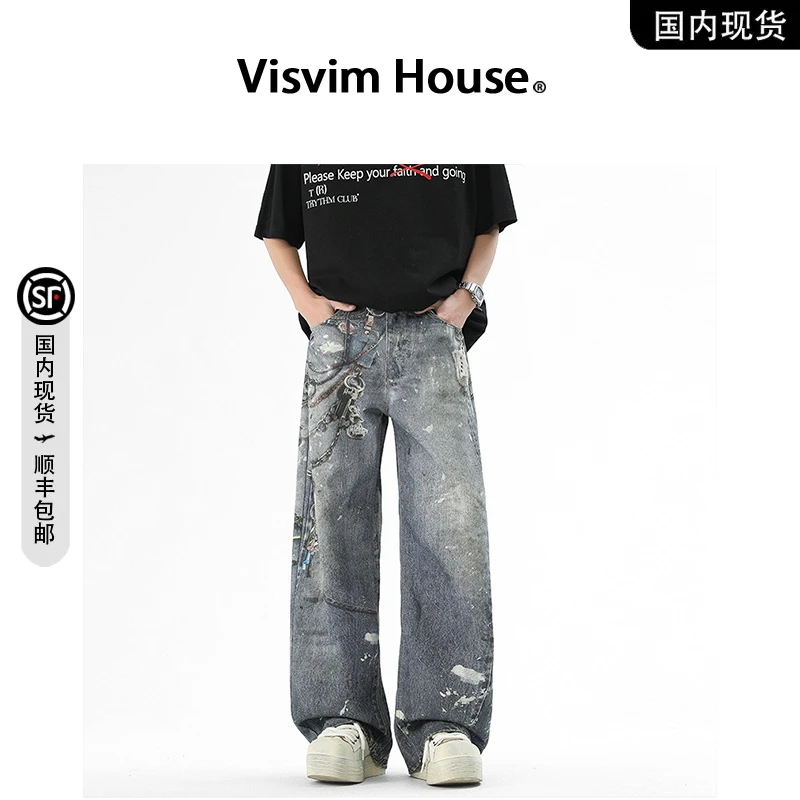 【品牌现货撤柜】VISVIM WINGS春秋新款3D数码印花直筒牛仔裤潮男士