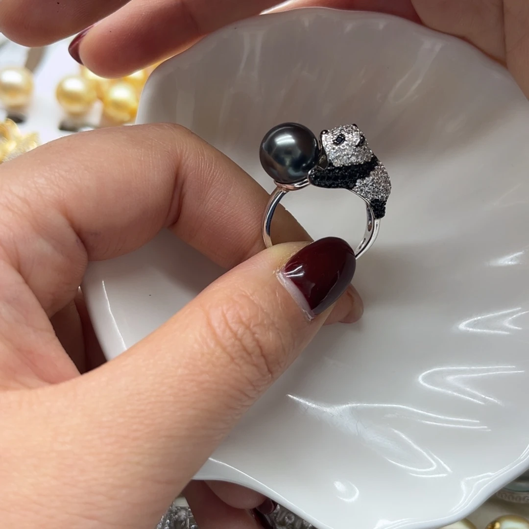 戒指海水珍珠银S925镶嵌