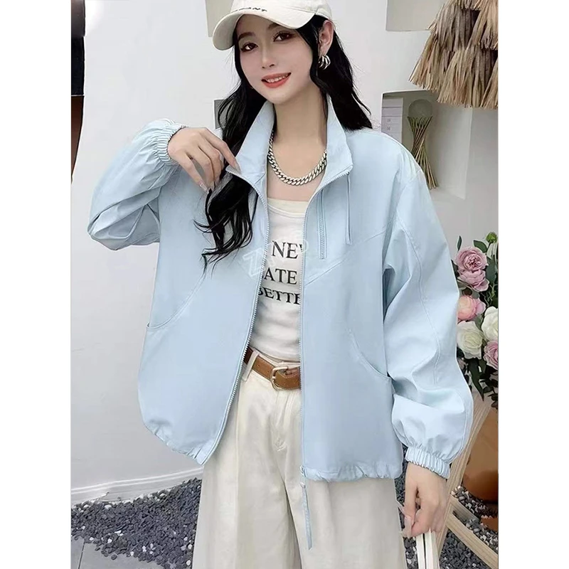 双拉链立领短款风衣外套女2025春季新款设计感冲锋衣户外休闲上衣