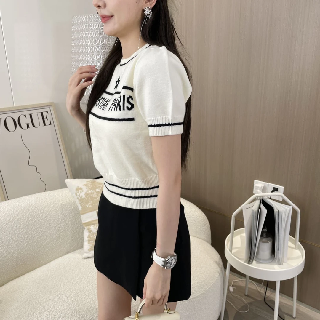 【KANADI】白色简约短袖毛衣K0493