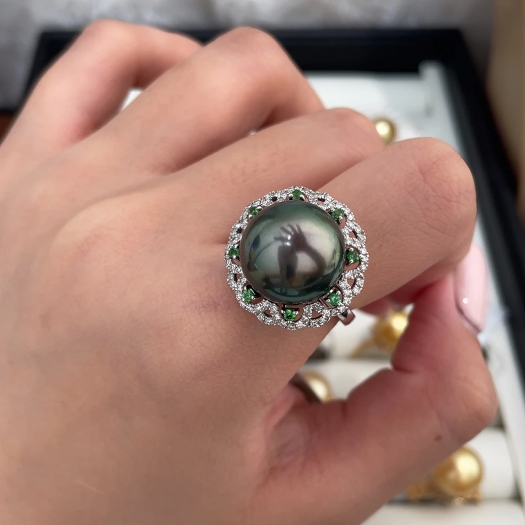 海水珍珠戒圈18K金镶嵌