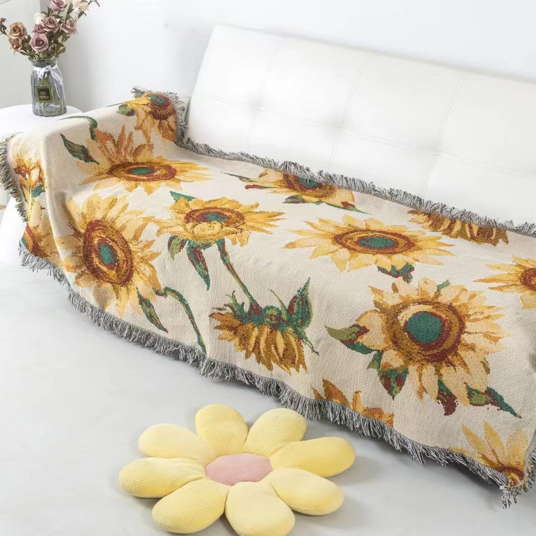 向日葵沙发毯80*180沙发巾四季通用欧式简约加厚