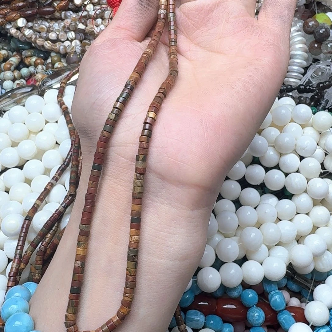 玛瑙/玉髓合金珠宝半成品一条4mm毕加索剁珠