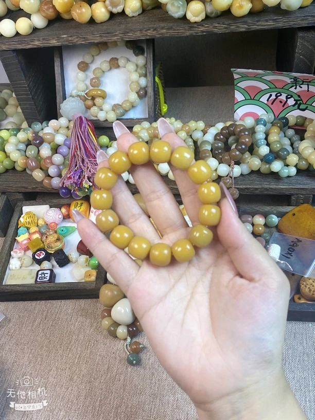 （新店开播福利）菩提/象牙果14mm鸡油黄桶珠