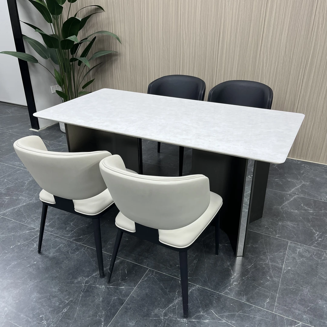 添荣盛世【雪花水晶】天然奢石餐桌家用大理石轻奢吃饭桌别墅桌子