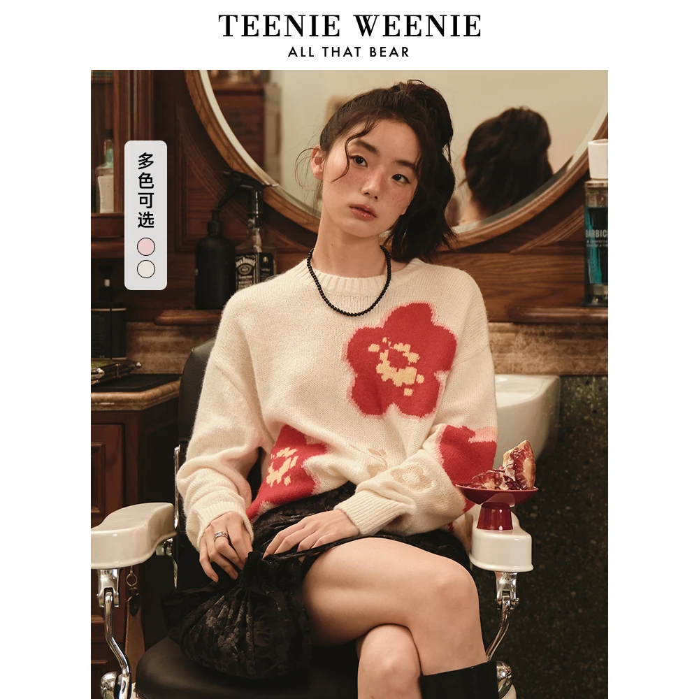 【达人专属】TeenieWeenie小熊25提花甜美时尚毛针织衫TTKW255101N