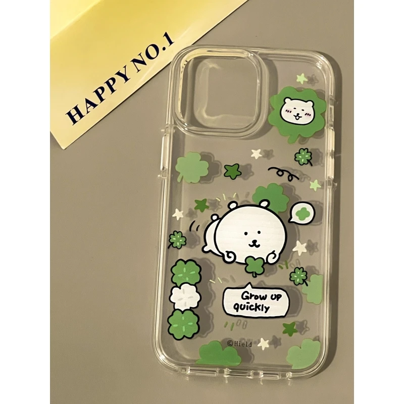 SMBLCE四叶草自嘲熊适用iPhone1615高透手机壳华为vivo小米oppo套