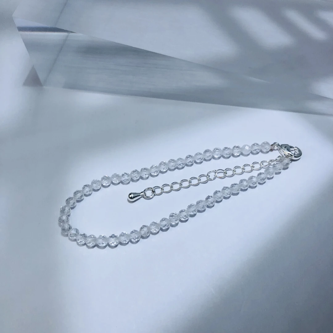 53【星影专属】天然切面白水晶手链小咪珠简约颈饰气质小清新饰品