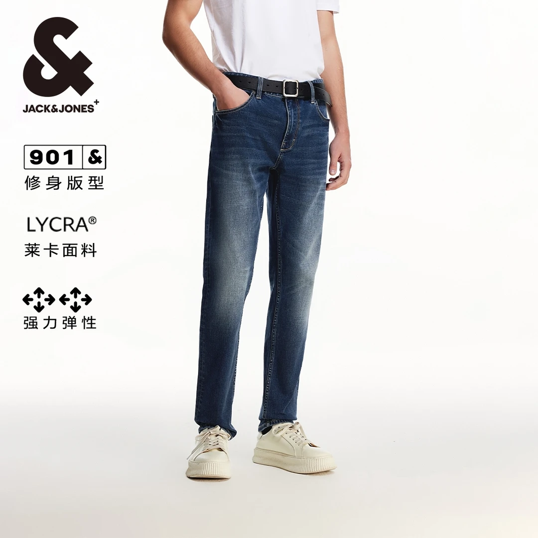 【商场同款】杰克琼斯秋新款男款裤子多口袋修身牛仔裤高级感男装