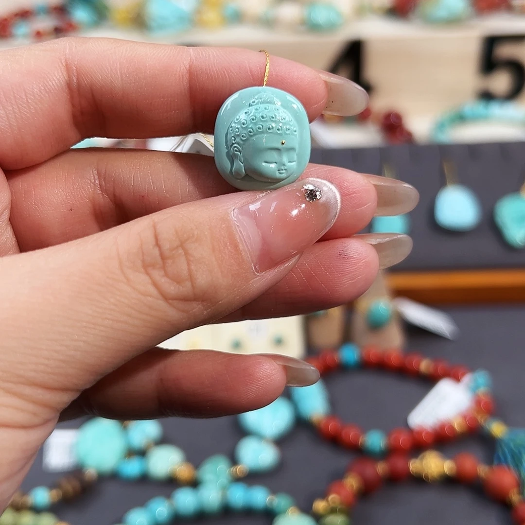 绿松石未镶嵌把件宝宝佛配饰