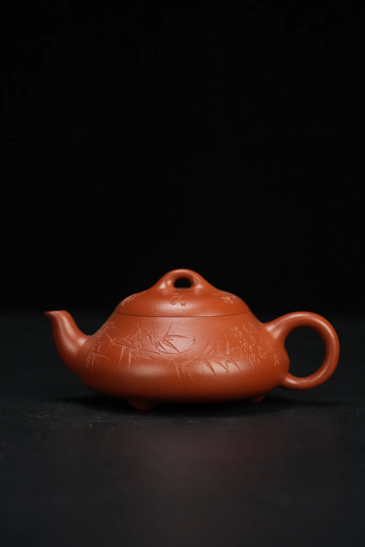 凡凡会客厅FWH68李铭 竹影兰香（汉棠石瓢）景舟小红泥 150CC紫砂壶