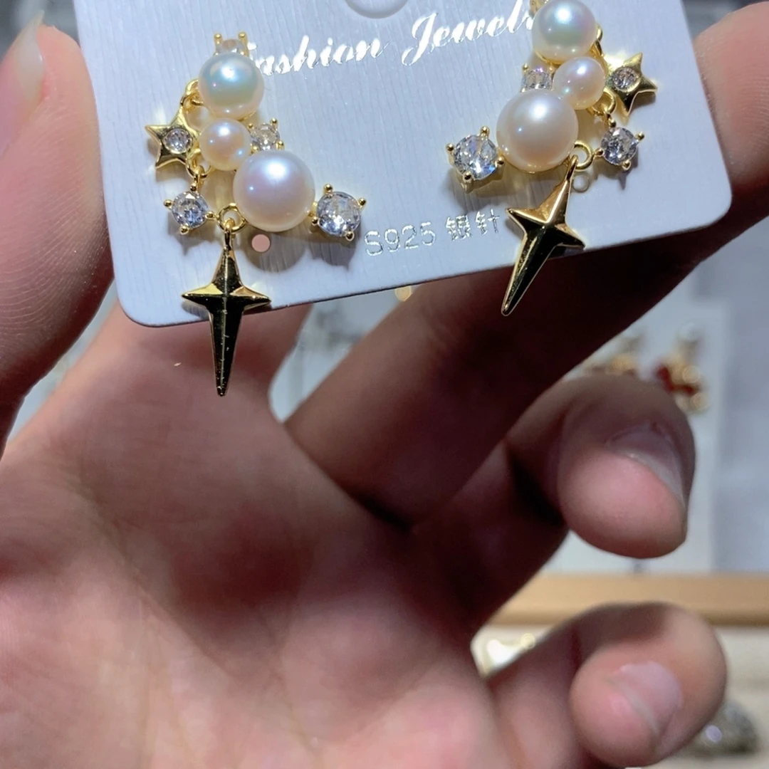 耳饰淡水珍珠银S925镶嵌