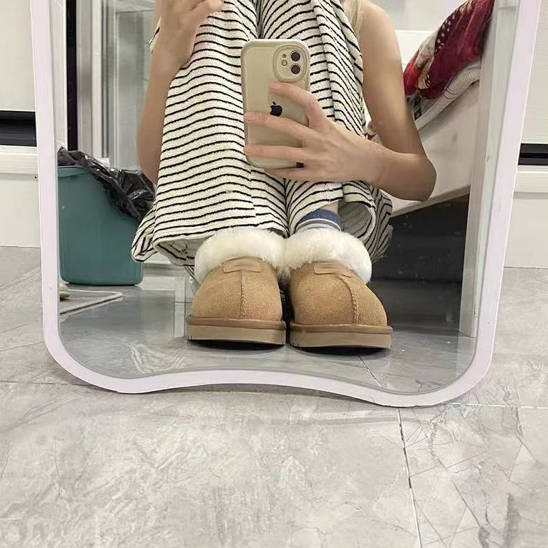 【桑坡工厂】薄底塔次特雪地靴女羊皮毛一体加绒加厚真皮真毛棉鞋