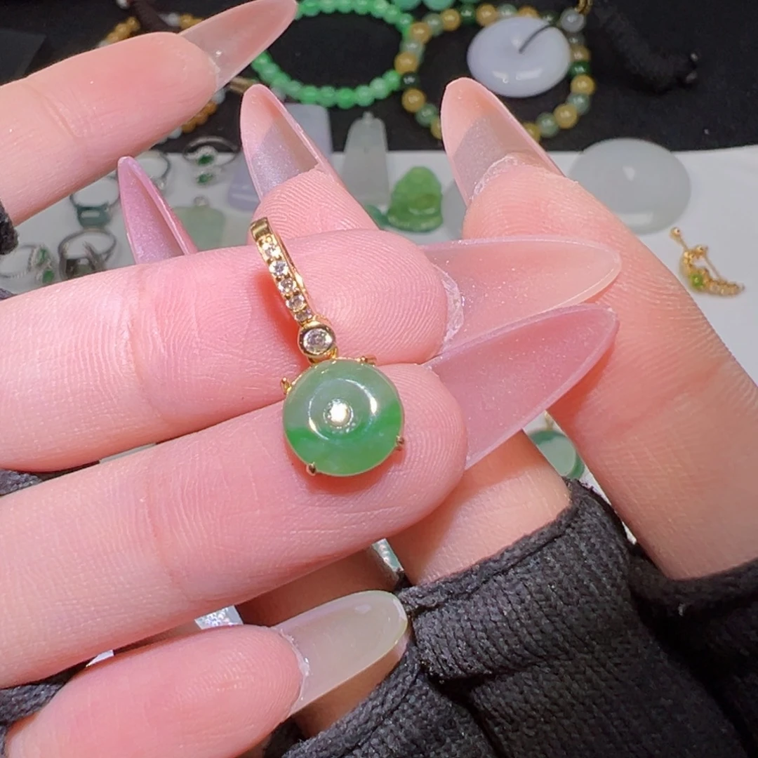 吊坠(不含链)银S925镶嵌翡翠