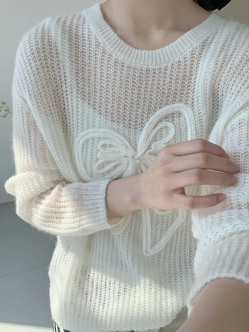 【玥玥家】超幼马海毛-毛绒韩版套头圆领提花长袖针织衫