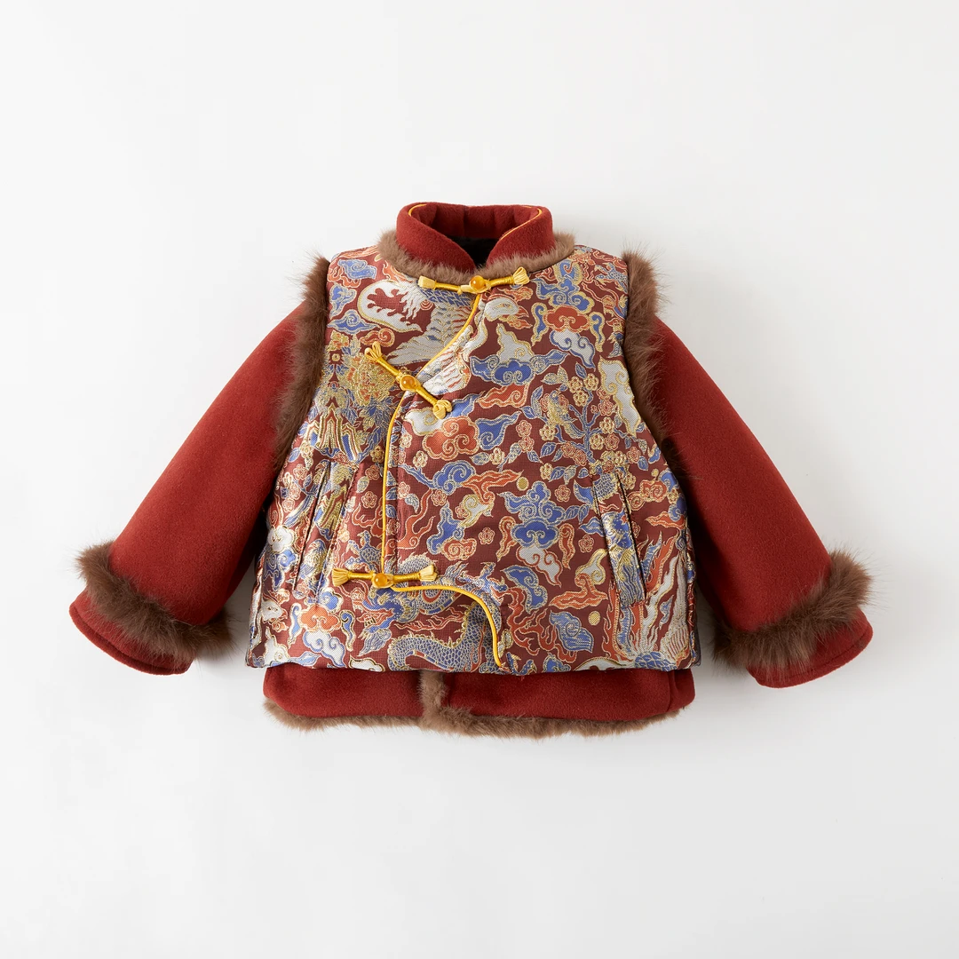 【龙凤呈祥】幂姐2024冬季加厚加绒儿童新中式拜年服棉服MJD245021