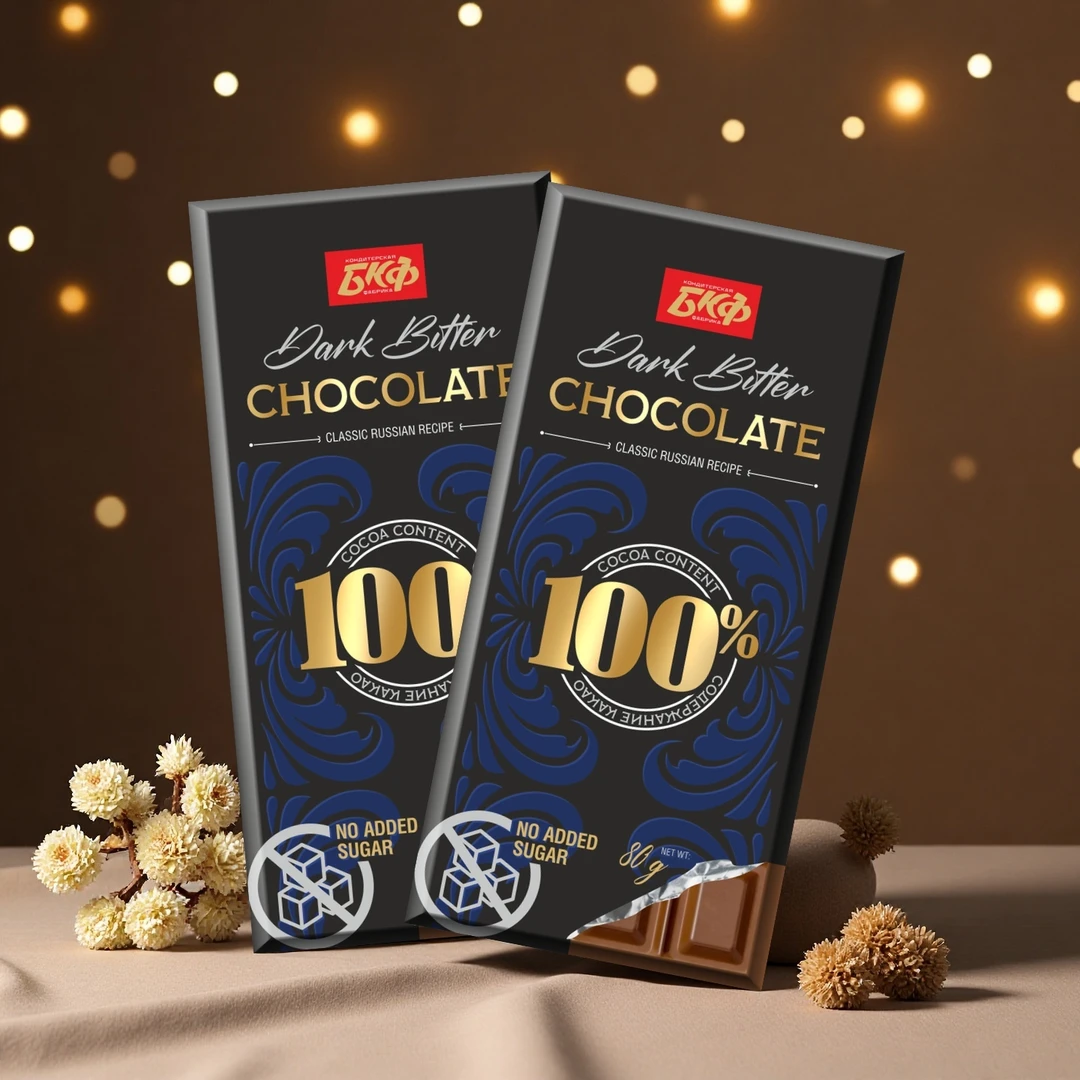 （3块）俄罗斯进口涅夫斯基牌无蔗糖100%黑巧克力80克/块