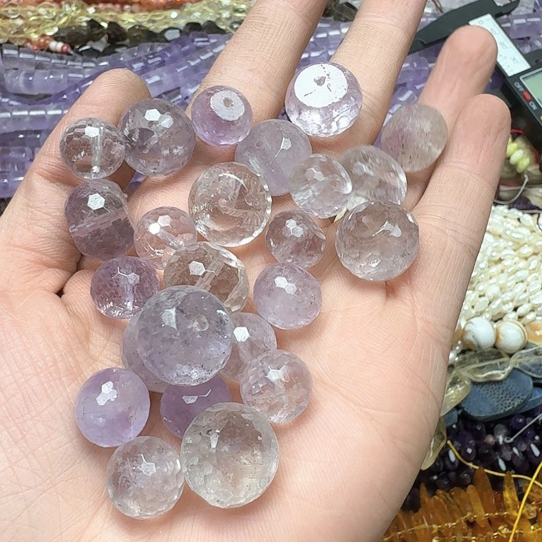玛瑙/玉髓未镶嵌珠宝半成品5颗紫水晶算盘