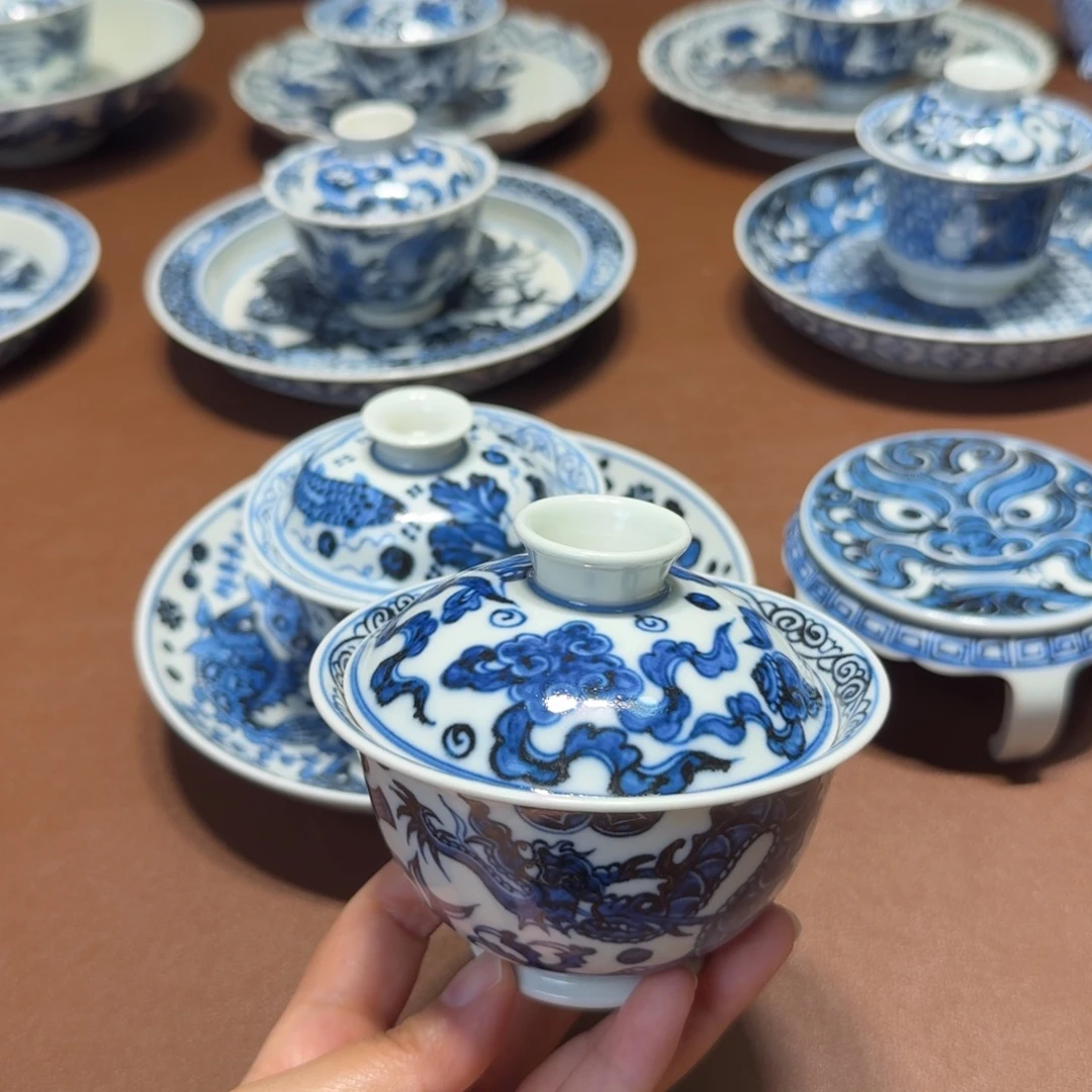 手工手绘茶具盖碗