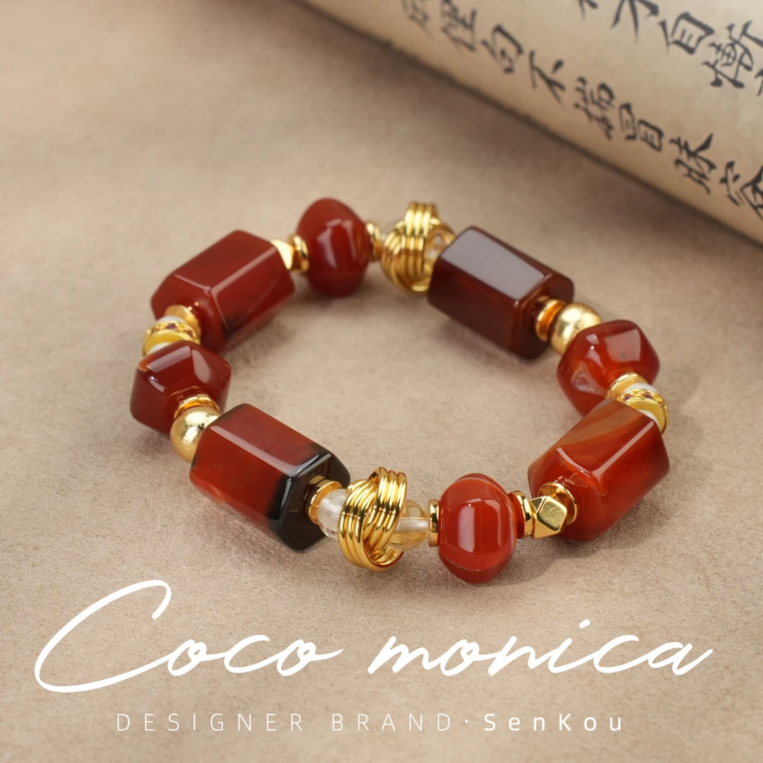 【小霞珠宝】红玛瑙手链百搭女款手工简约手链玛瑙AD503