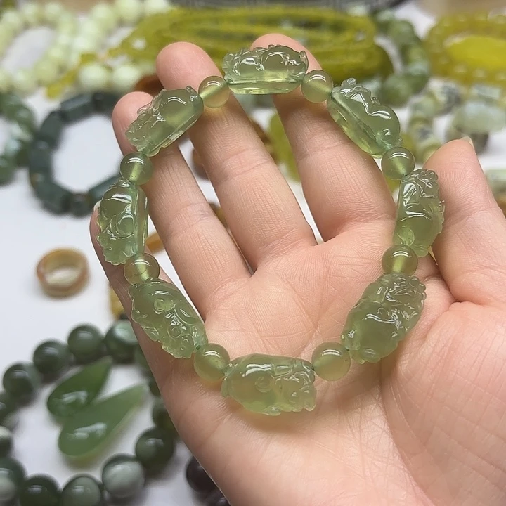 蛇纹石玉未镶嵌手串老*1