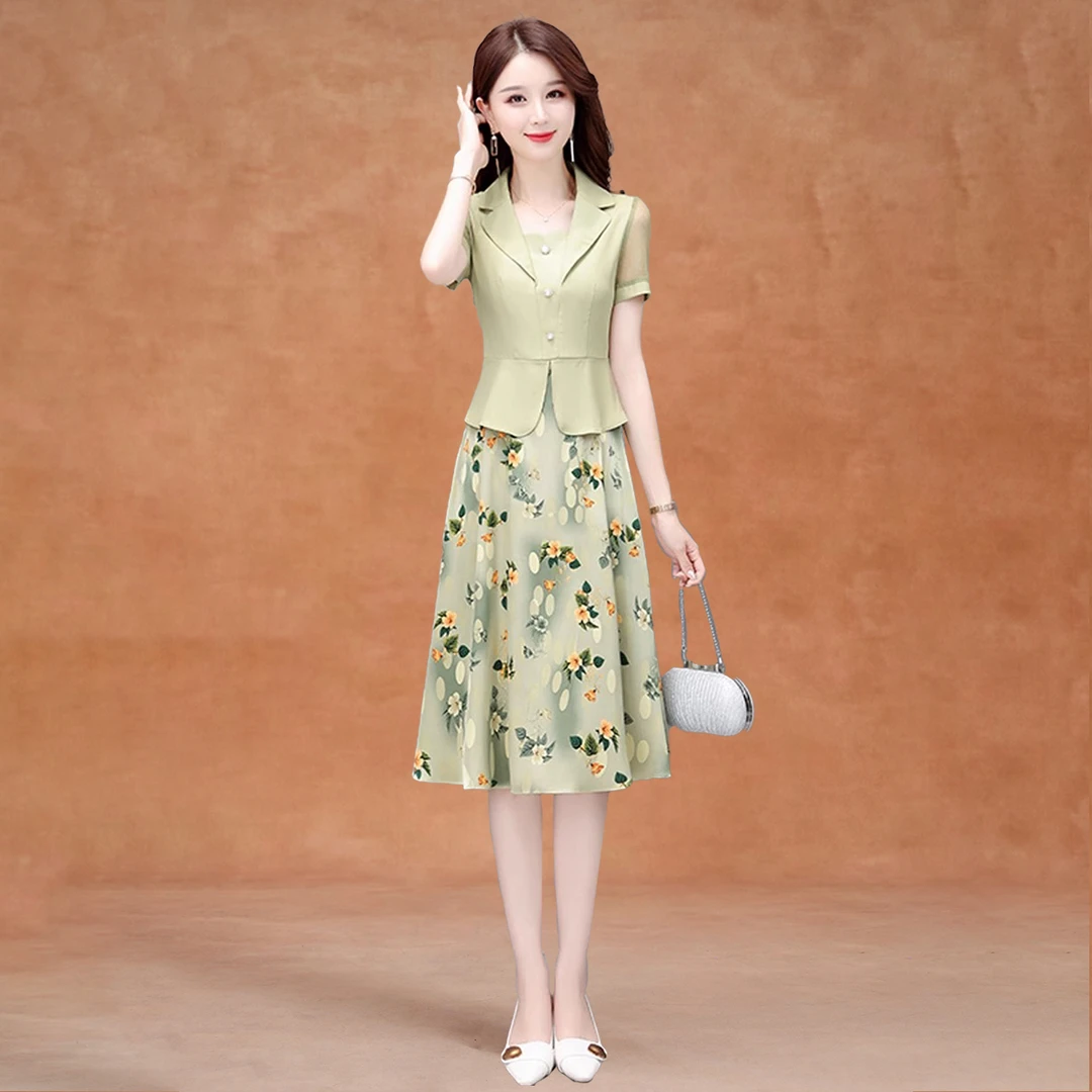 【可蓓儿】碎花洋气休闲女装连衣裙2025新款夏季轻奢假两件爆款裙子