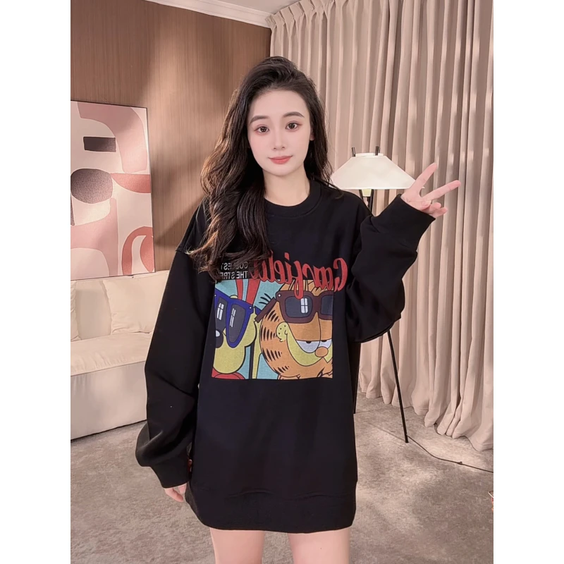 咖菲猫卫衣长袖上衣秋装女款爆款2025新款韩宽松oversize遮屁股