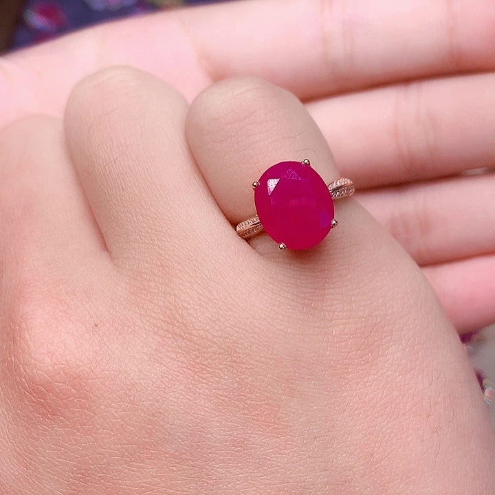 红宝石戒指银S925镶嵌