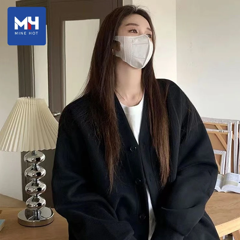唐狮集团MH开衫卫衣女2025新款春秋季开学休闲长袖V领时尚风上衣S