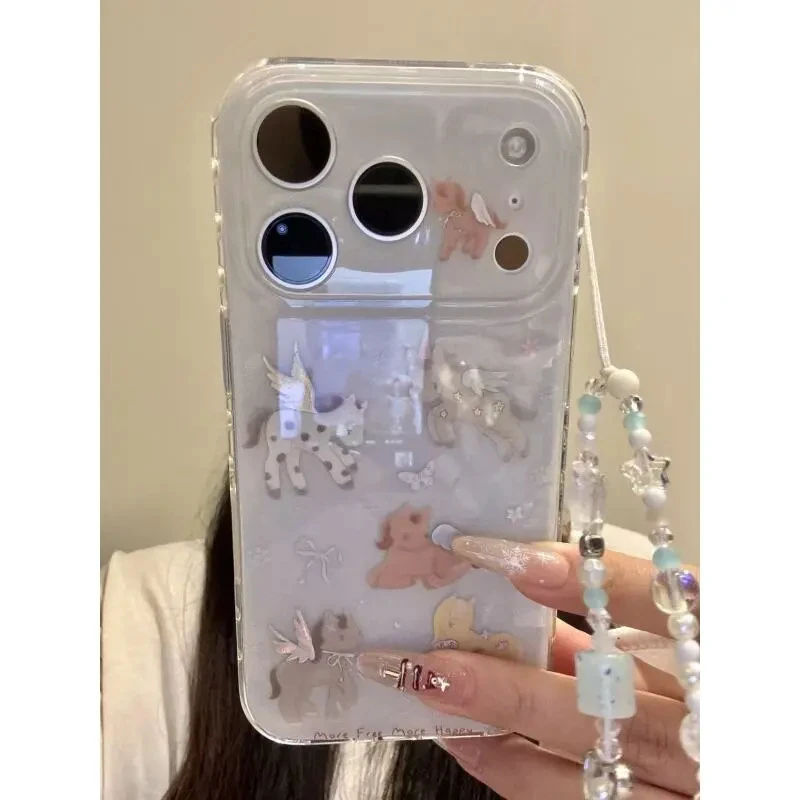 可爱蝴蝶鎏金天使彩色小马适用于iphone17promax苹果16手机壳新款