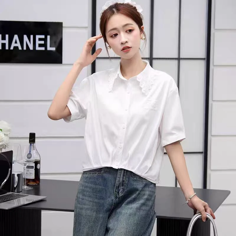 时尚气质蕾丝拼接衬衣9310【衣长48】