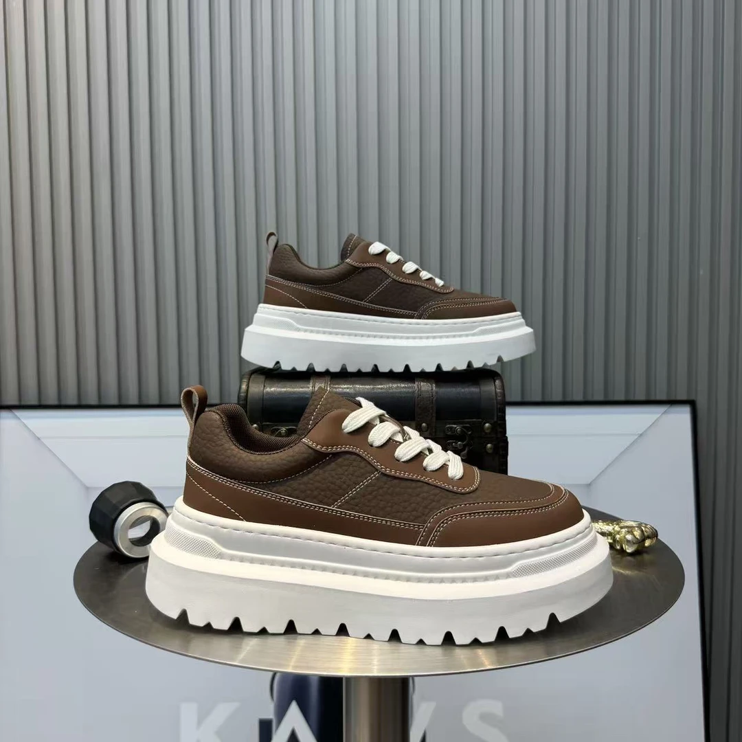 增高休闲板鞋复古时尚圆头减震厚底休闲鞋胶粘男鞋