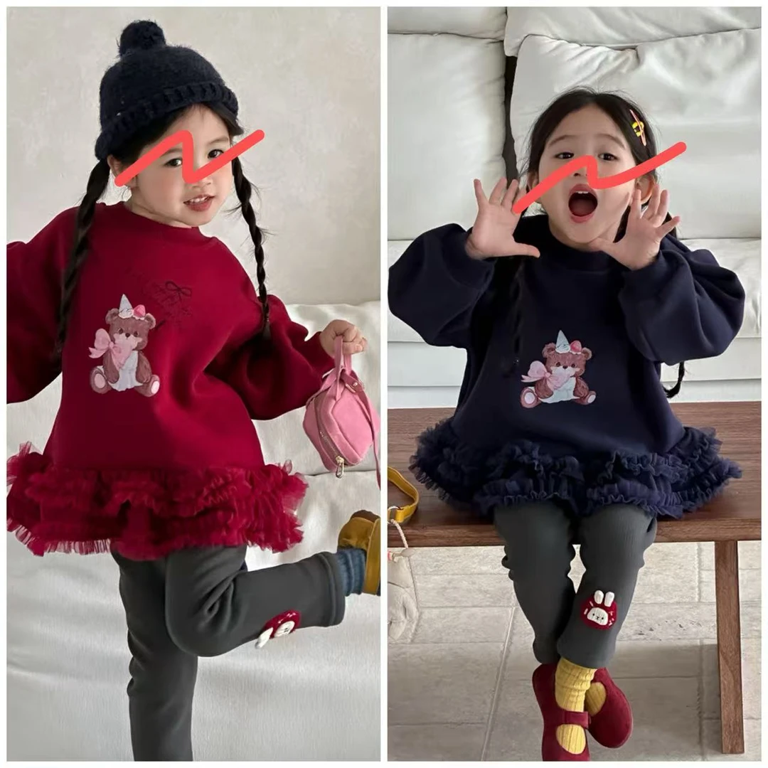 624-小熊两件套女童洋气衣服