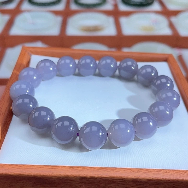 未镶嵌手串和田玉冰烟紫