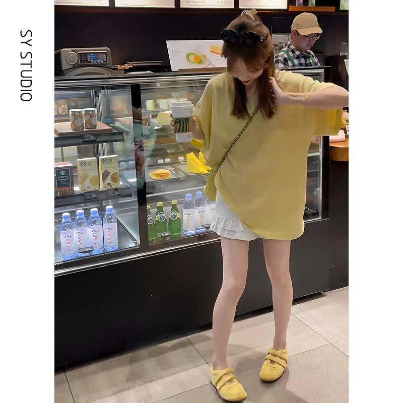 VOCKOO官方减龄一整套穿搭韩温柔风宽松慵懒风套头上衣休闲短裤网