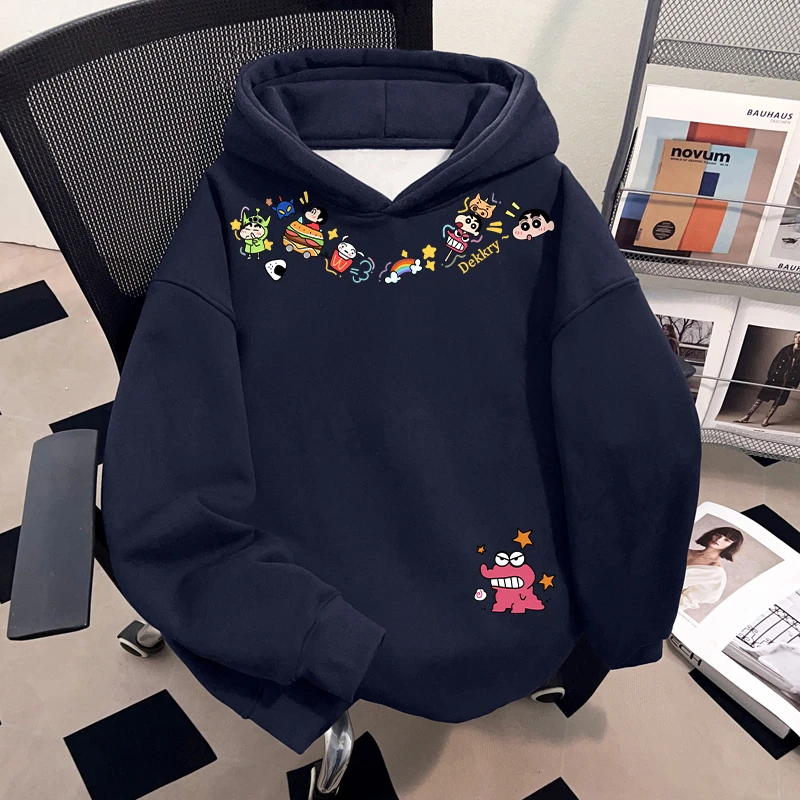 Dekkry潮牌个性时尚印花套头加绒秋冬季无口袋连帽卫衣男女款上衣