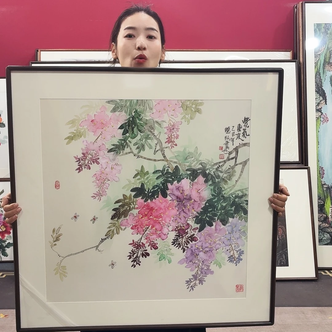 国画手绘作品80×80尺寸