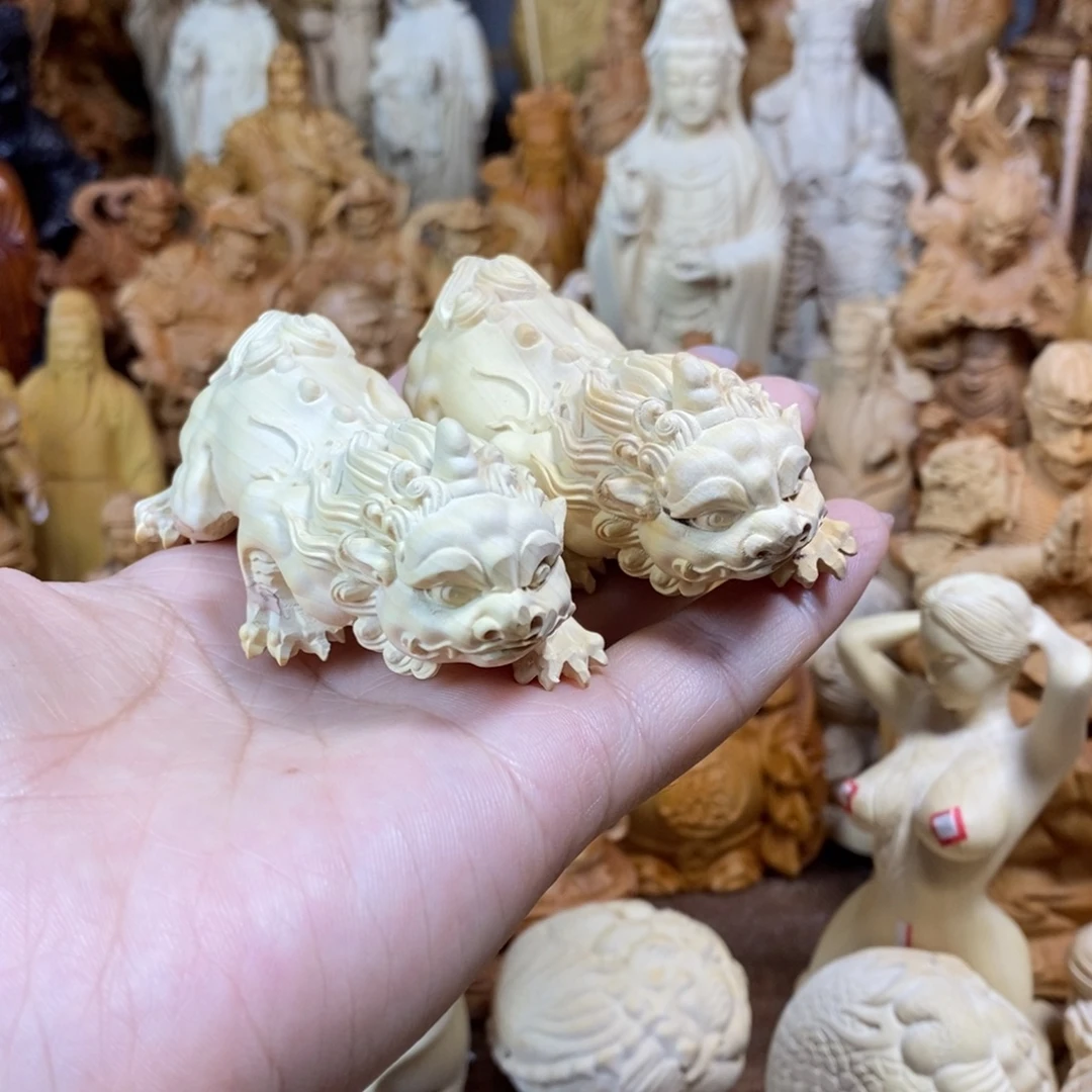 木黄杨7长貔貅一对